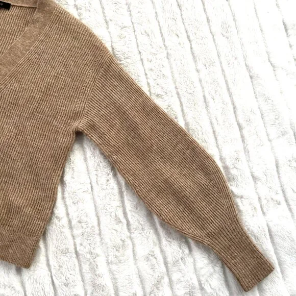 Quince Alpaca-Wool Cropped Cardigan (Camel) S - Picture 9 of 10